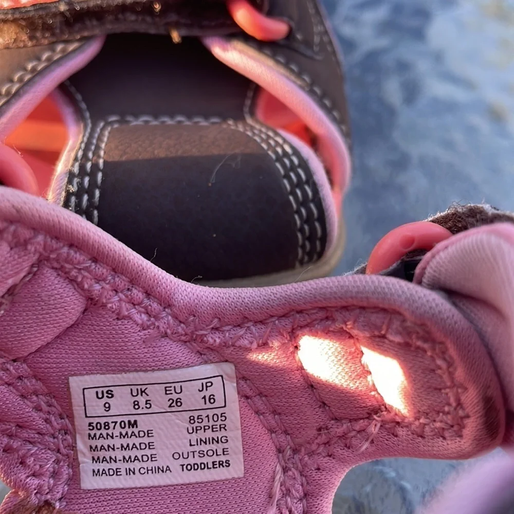 TIMBERLAND Toddler's Mad River Close Toe Sandal Pink & Brown Hiking Sz 9